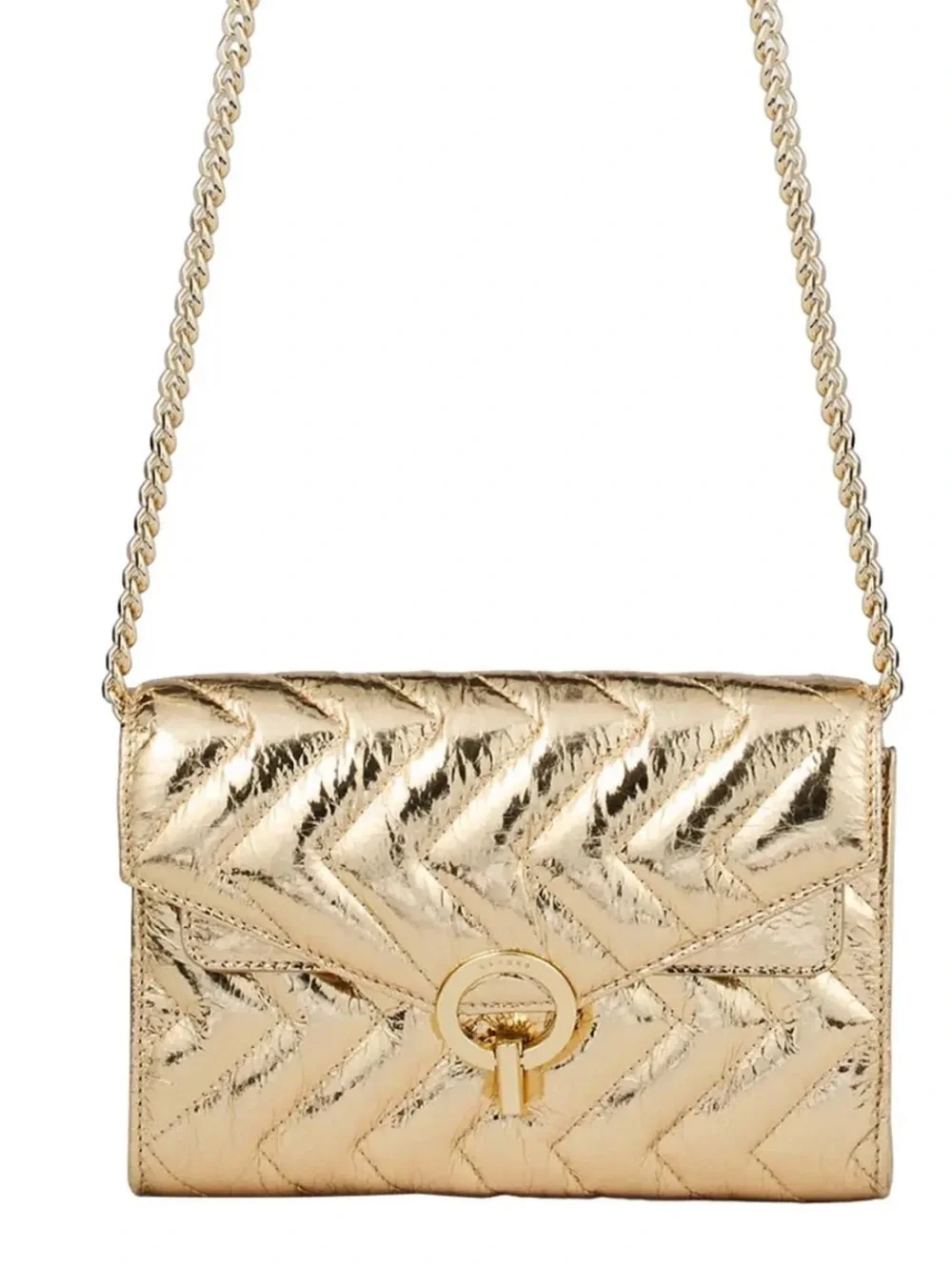 Sandro Yza Pocket Crackled Leather Clutch Brand New